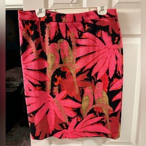 J Crew knee length tropical print skirt